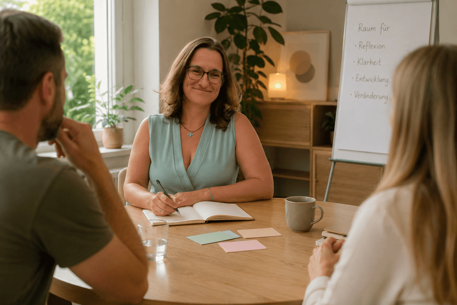 Dr. Claudia Knabe begleitet ein Team im Rahmen einer Supervision und Coaching-Sitzung. Dr. Claudia Knabe begleitet ein Team im Rahmen einer Supervision und Coaching-Sitzung.